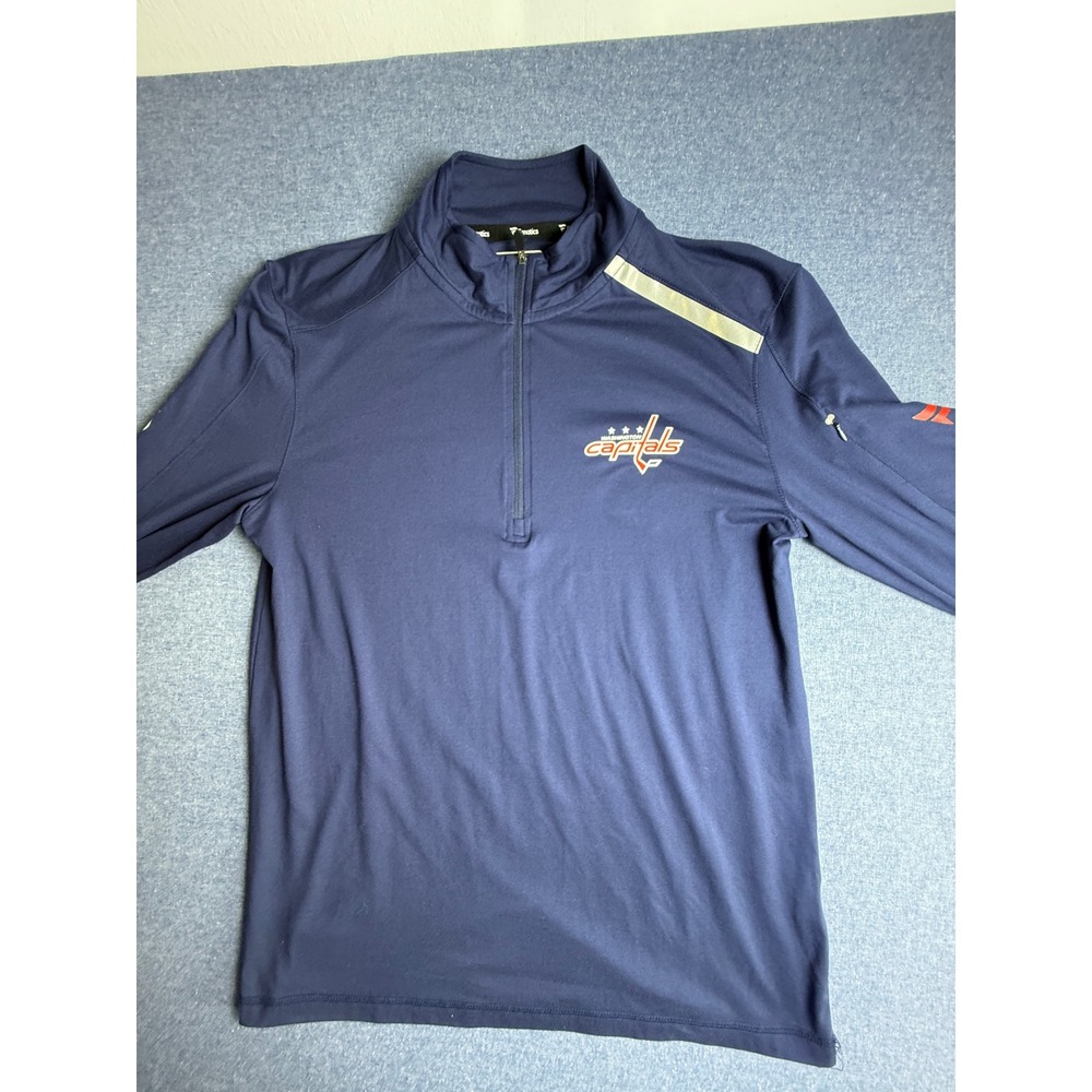 Fanatics Authentic Pro Washington Capitals NHL Mens Navy Quarter Zip Pullover M